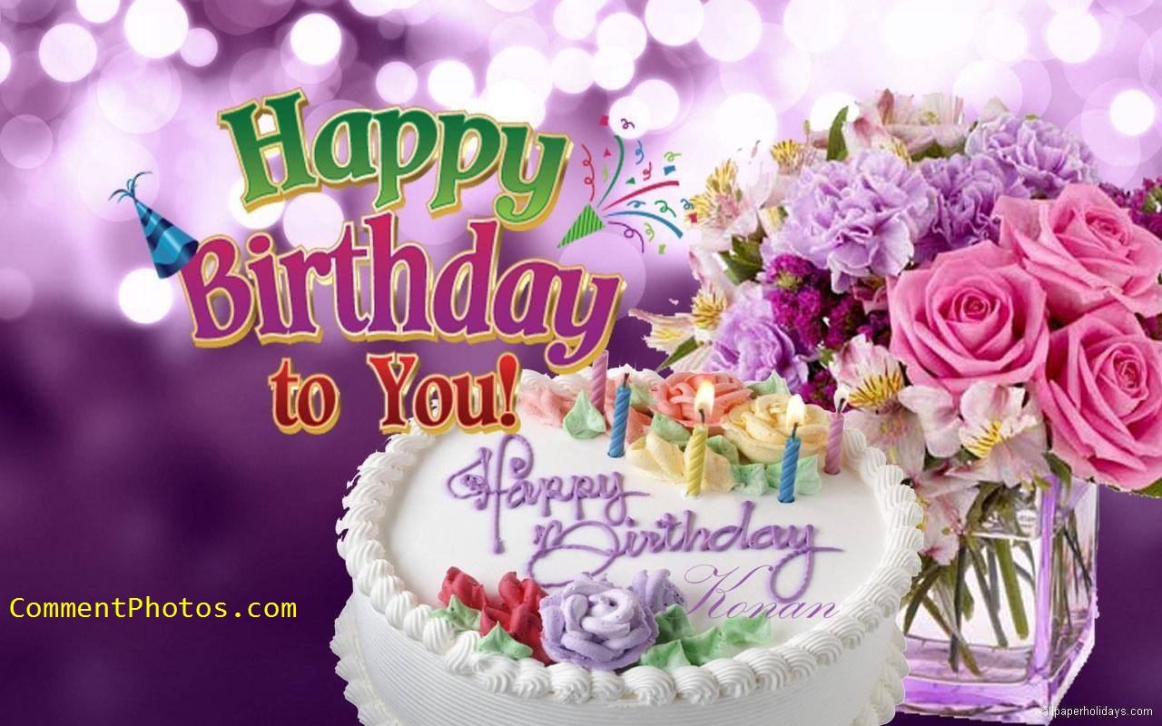 Happy Birthday To You - Cake with Candles Flowers