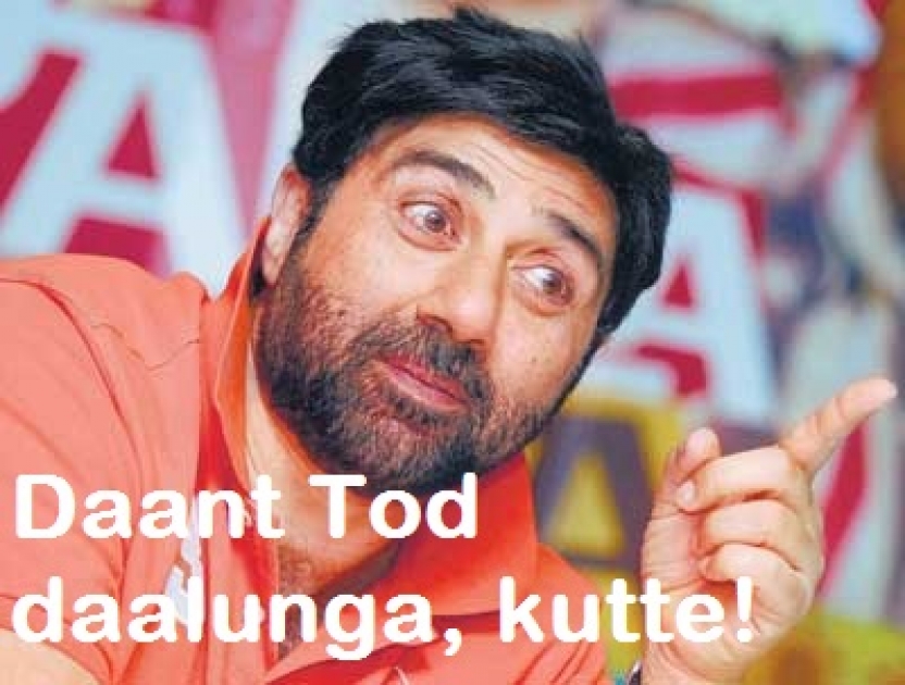 Daant Tod Dunga Kutte - Sunny Deol  - Hindi Photo  Comments Search Engine - Find Photos to Comment in Facebook, Google+,  Twitter, Orkut, Hi5, Pinterest, WhatsApp, Viber, Line, Telegram