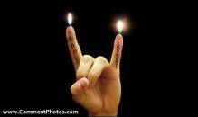 Happy Birthday - Candle Flames in Fingers - Text on Hands Fingers