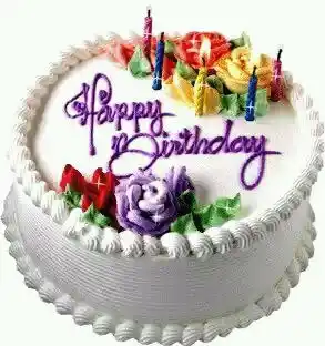 Happy Birthday - White Cake with Candles