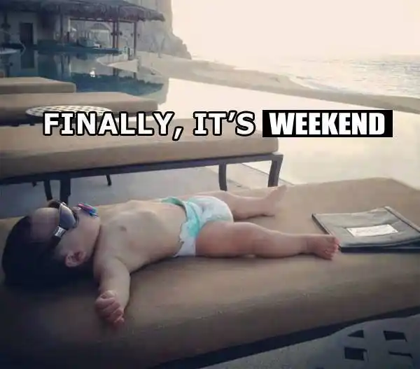 Finnaly Its Weekend - Funny Baby Lying in Beach Taking Rest