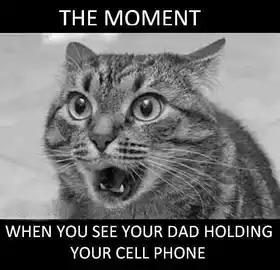 That moment when you see your dad holding your cellphone