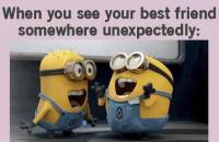 When You See Your Best Friend Somewhere Unexpectedly - Despicable Me Minions Laughing