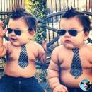 Funny Babies With Tie, Cooling Glass, No Shirt, Topless