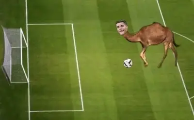 Chritiano Ronaldo CR7 Crying Camel hitting penalty to empty goal post